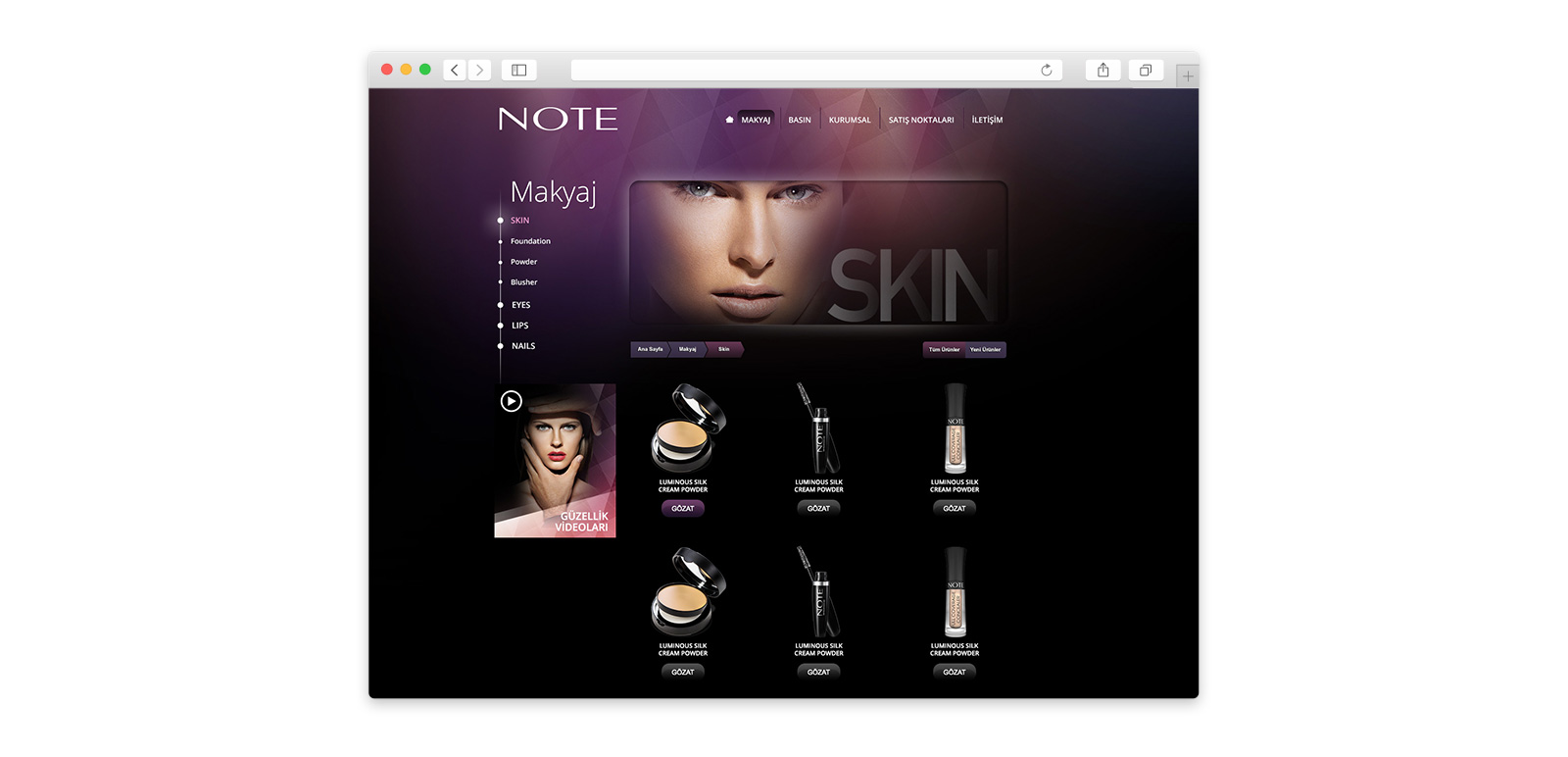 NOTE Cosmetics Website 2