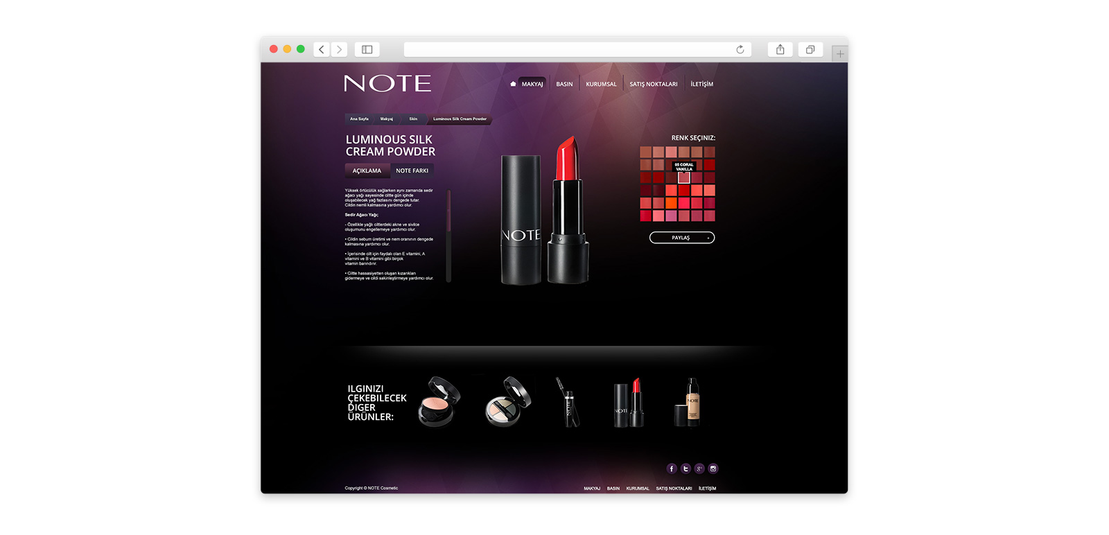 NOTE Cosmetics Website 3