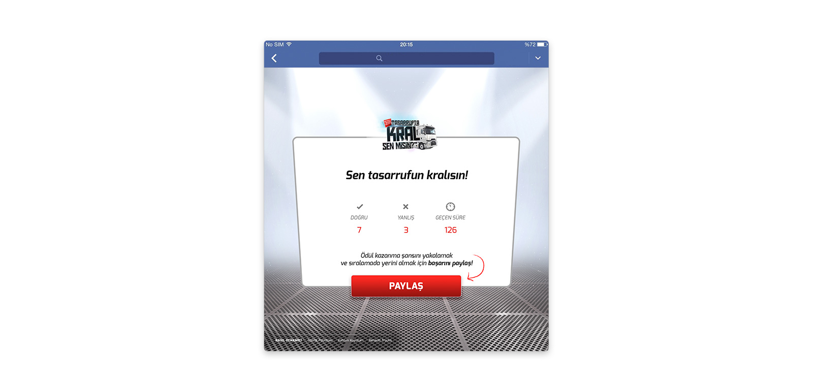 Renault Trucks Turkey - Tasarrufta Kral Sen Misin? FB App 3